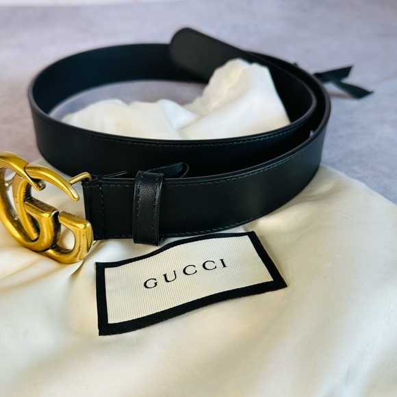 Gucci Marmont Double GG Black Leather Belt 414516 75/30 main image 6